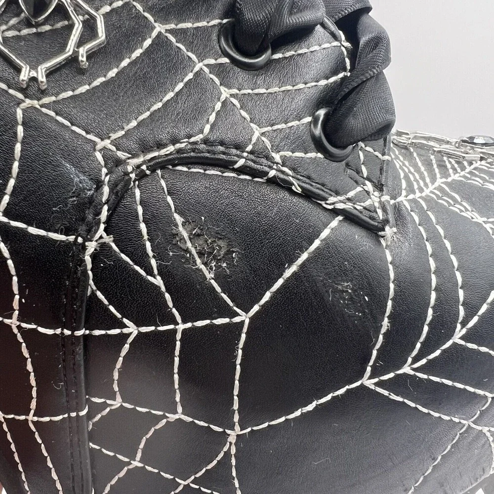 Dolls Kill Black Spiderweb Platform Lace-Up Boots